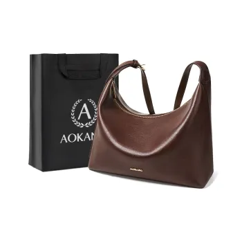 AOKANG Cow Leather Tote Crossbody Bag, Shoulder Bag, Hobo Bag Large Size Women's Coffee/Sandalwood Brown/Classic Black