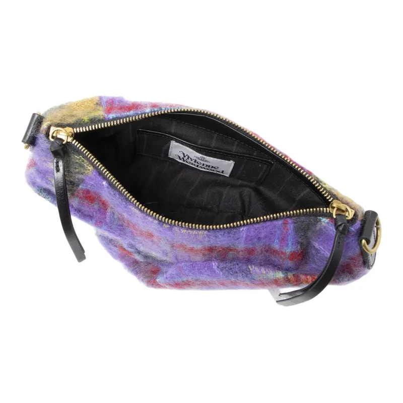 Vivienne Westwood Faux Suede, Nylon Shoulder Bag Trumpets Men's Purple & Multicolor-3