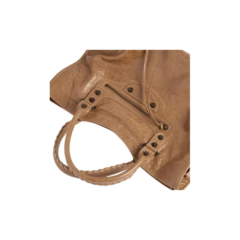 Balenciaga Le City Sheepskin One Shoulder Handbag Medium Size Women's Camel-5