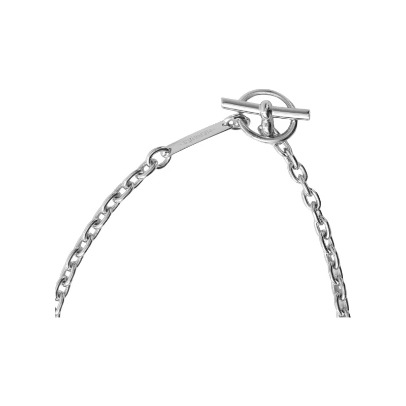 HERMES Carrousel Horn Lacquered Finish Metal Palladium Plated Metal Necklaces Unisex Silver-3