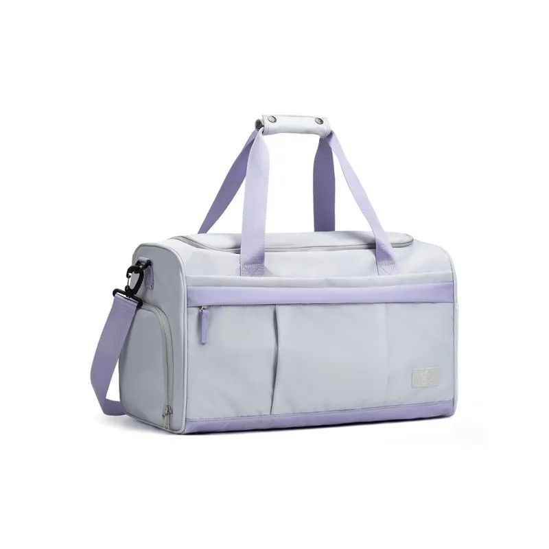 COWBONE Fabric Gym Bag Travel Bag Unisex Gray Purple/Cool Black-1