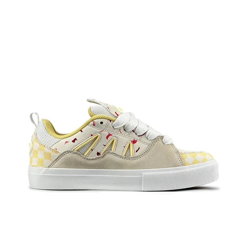 VFDF Durable Lightweight And Breathable Low-Top Skateboard Shoes Unisex Yellow Brown White-1