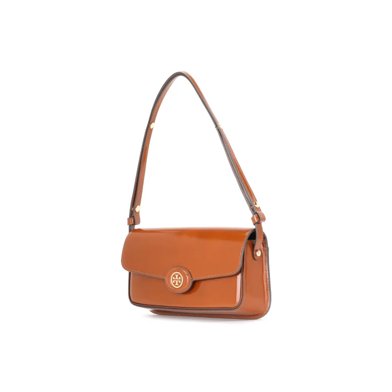 TORY BURCH Robinson Spazzolato Rectangular Shoulder Bag Dark Sienna-1