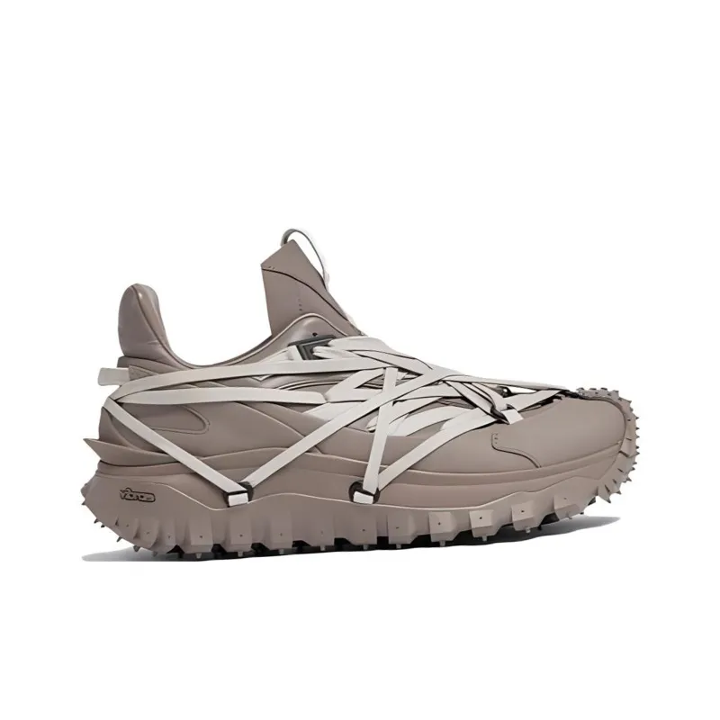 RICK OWENS x Moncler Trailgrip Megalace Low Top Casual Shoes 4.5cm Unisex Taupe-1