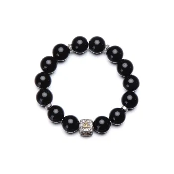 IDEAGEMER Obsidian Jade Bracelets Men's
