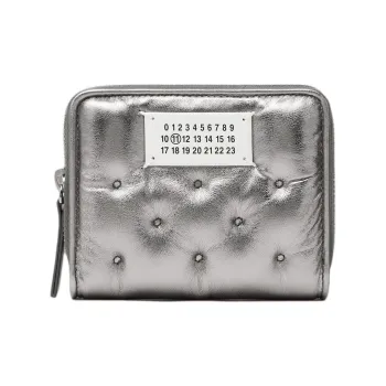 Maison Margiela Glam Slam Sheepskin Wallet Small Size Women's Metallic Gray