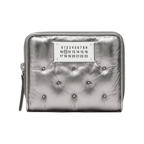 Maison Margiela Glam Slam Sheepskin Wallet Small Size Women's Metallic Gray