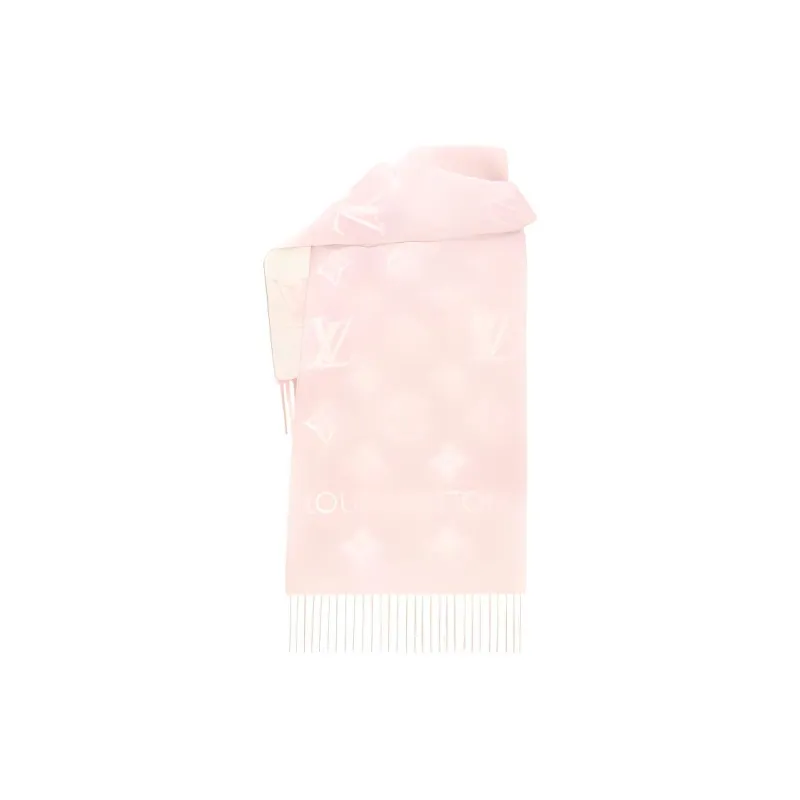 LOUIS VUITTON Knit Scarves Unisex Pink/White-1