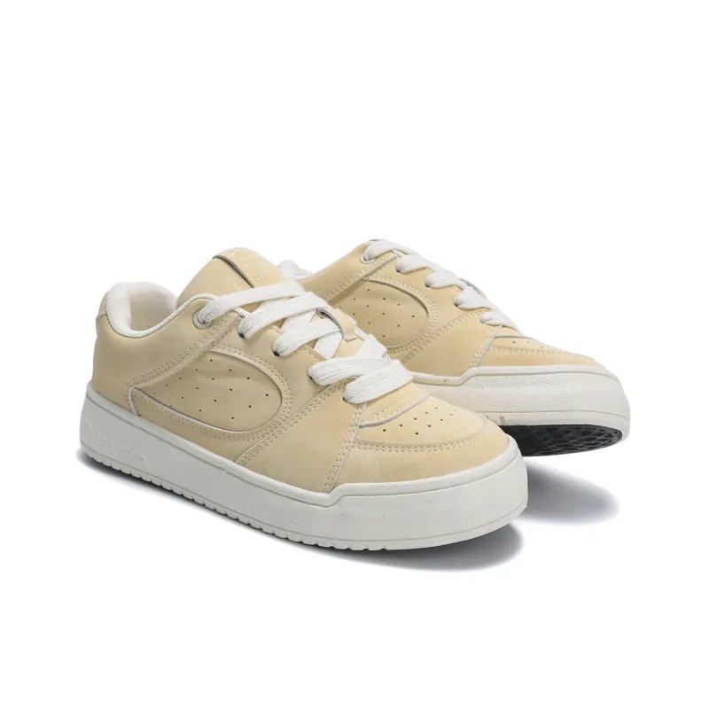 Mengsai Anti-Slip And Wear-Resistant Lightweight Low-Top Skateboard Shoes Women's Almond Yellow-1