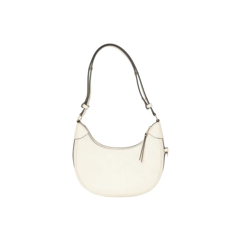 TORY BURCH T Monogram Leather Crescent Bag Light Cream-2