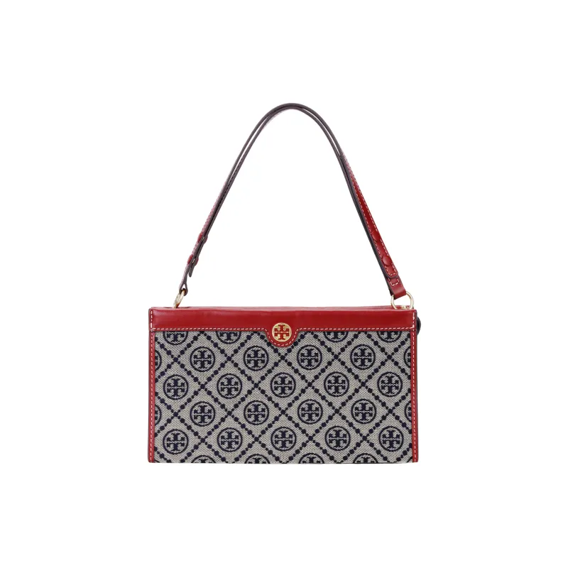 TORY BURCH T Monogram Leather Shoulder Bag, Handbag Mini Women's Burgundy-0