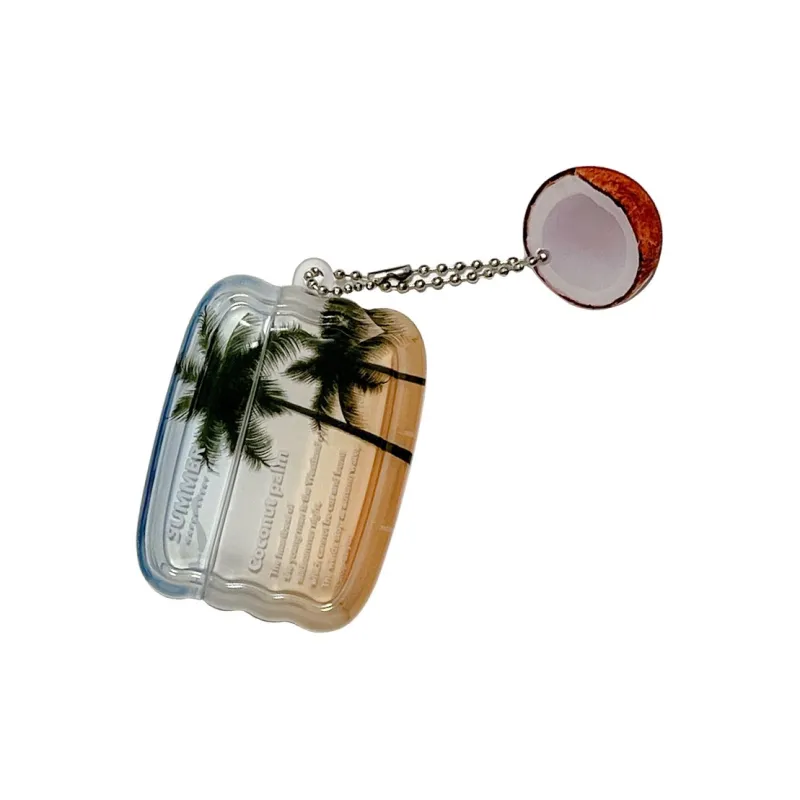 Baohuguang Compatible With AirPods 1/2/3 TPU Ins Half Transparent Sunset Coconut Tree Anti Drop Headphone Cases-1