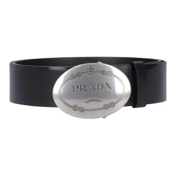 PRADA Leather Belts Men's Black Width  4CM