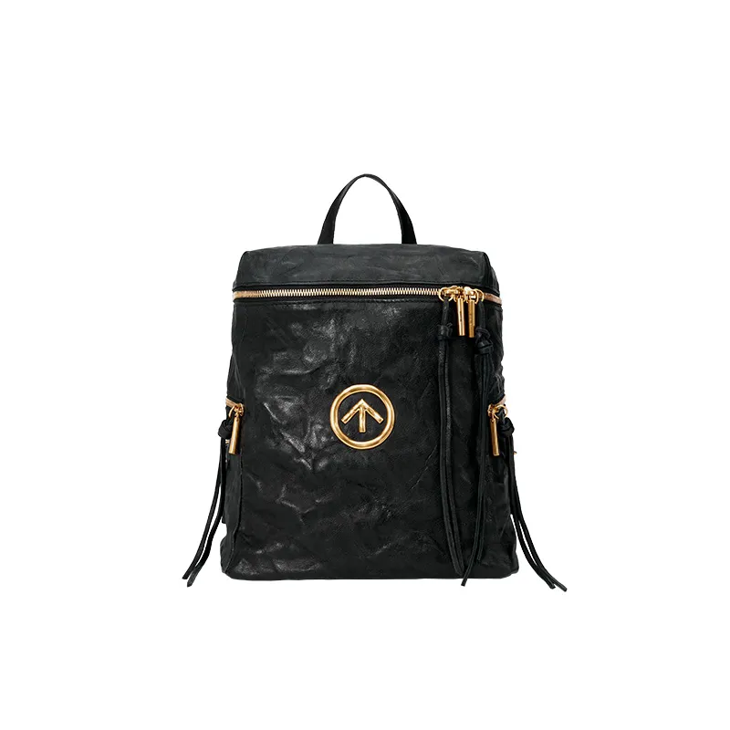 GROTTO Sheepskin Backpack Handbag Trumpets Unisex Black-1
