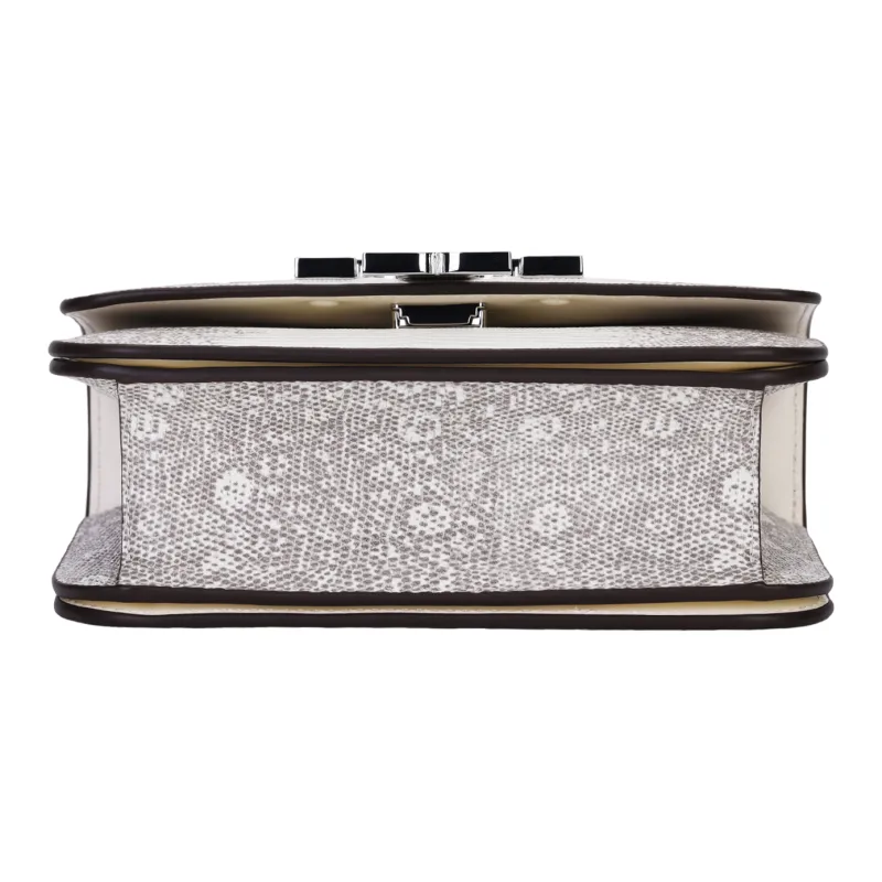 TORY BURCH Lizard Embossed Leather With Calfskin Trim Crossbody Bag, Shoulder Bag Trumpets Women's Warm White-3
