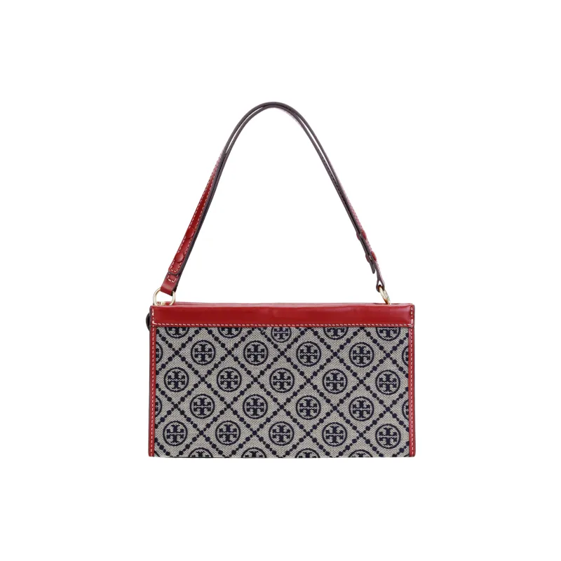 TORY BURCH T Monogram Leather Shoulder Bag, Handbag Mini Women's Burgundy-2