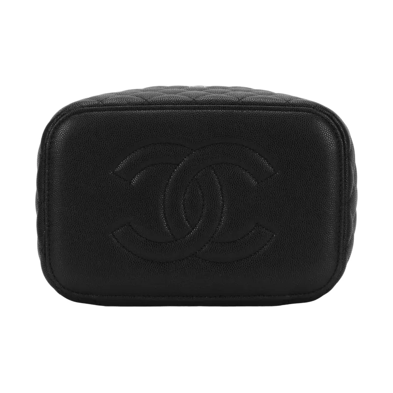 CHANEL Caviar Calfskin Box Bag, Makeup Bag, Handbag Women's Black-3