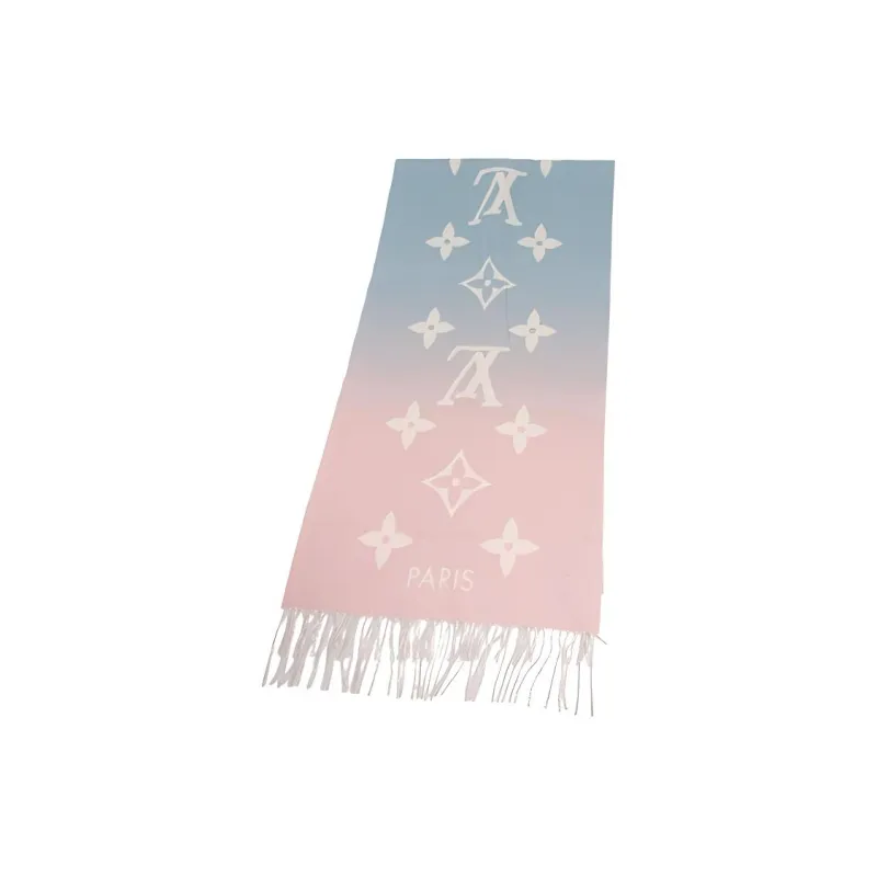 LOUIS VUITTON Knit Scarves Unisex Pink Blue Gradient-1