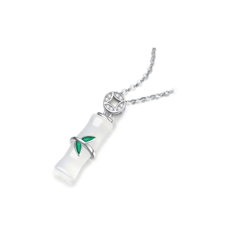 CHOW TAI SENG Chalcedony Bamboo Pendant Necklace Girl Women's-1