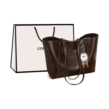 COMELY Synthetic Leather Tote Bag, Shopping Bag, Shoulder Bag Regular Women's Coffee
