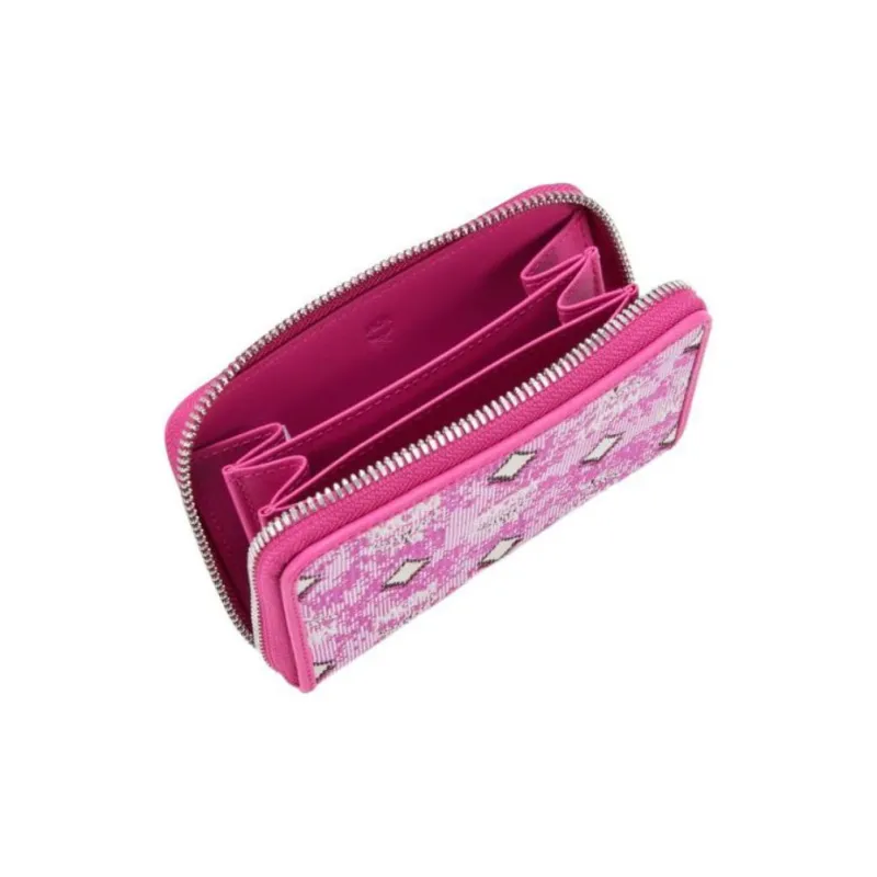 MCM Aren Fabric With Leather Trim Wallet Mini Women's Pink-2