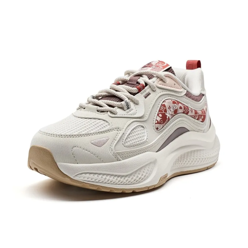 XTEP Anti-Slip Wear-Resistant Low-Top Casual Shoes Women's Gray Brown Red Pink-1