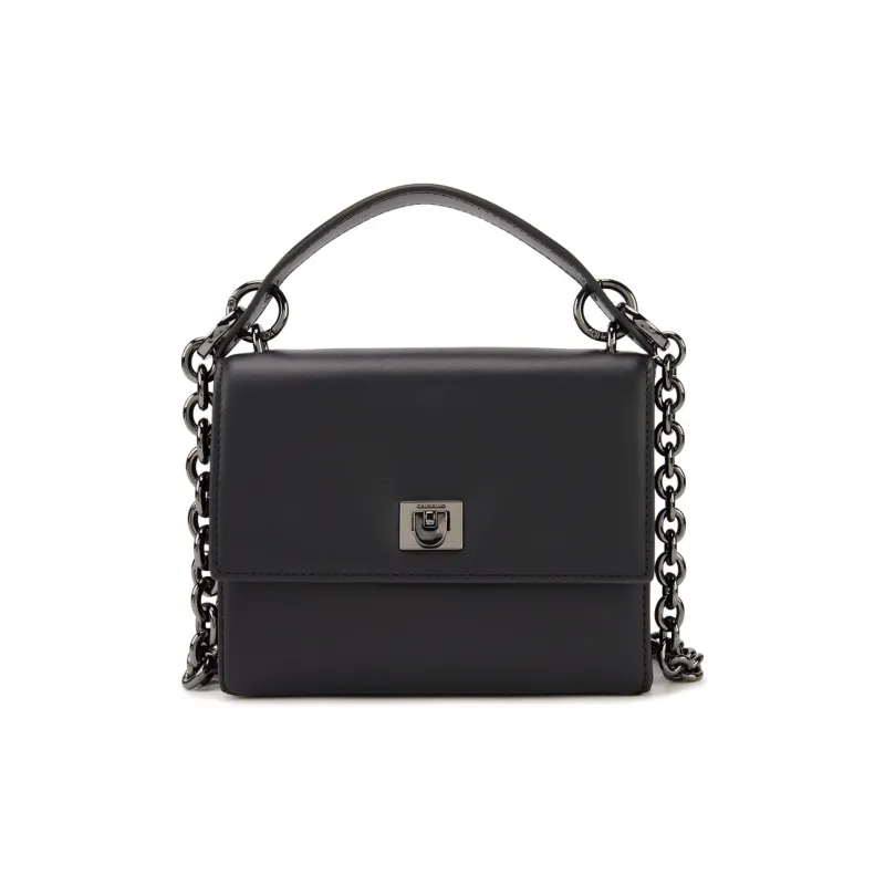 CALVIN KLEIN Sheepskin Handbag Medium Size Women's Space Black-0