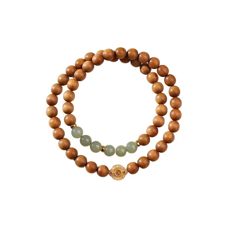 Moon Seal Hundred Rivers Laoshan Sandalwood Wooden Bracelets Unisex-0