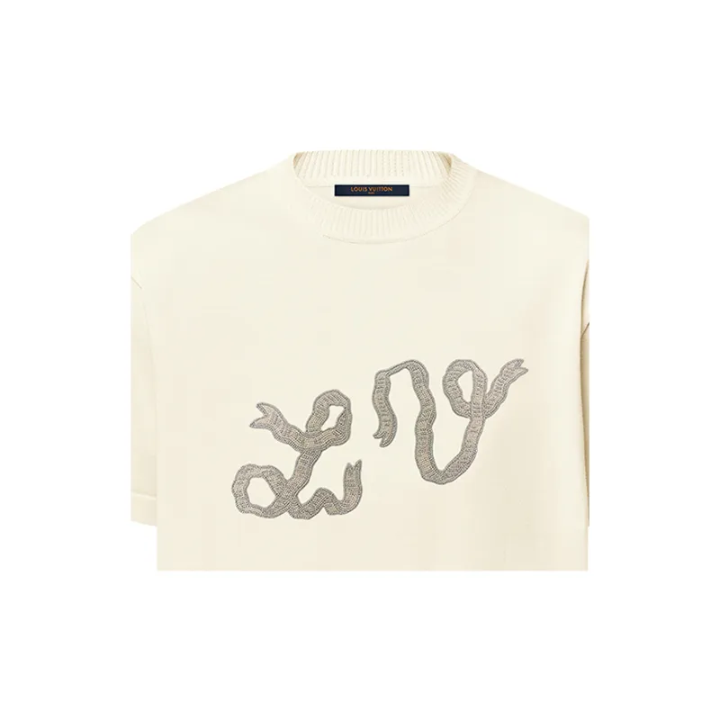 LOUIS VUITTON Embellished Short Sleeved Cotton Crewneck-5