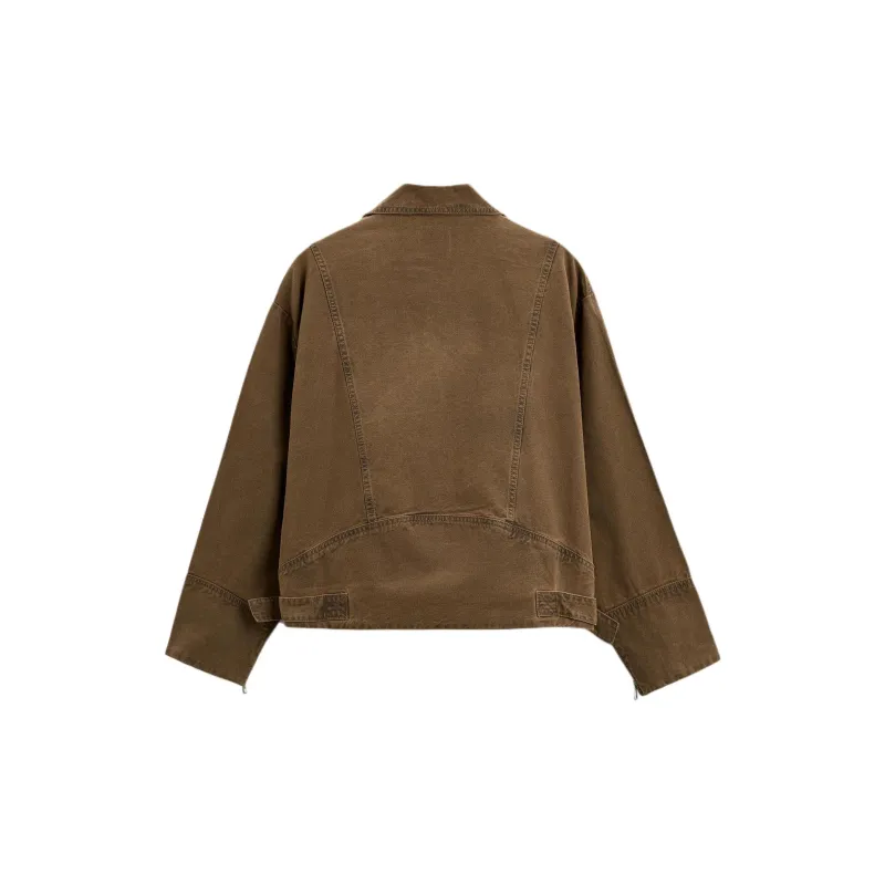 ZARA Denim Jackets Men Brown-1