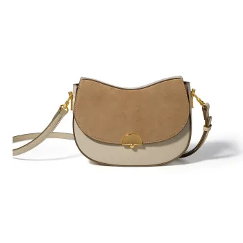 COURONNE Matte Cow Leather Crossbody Bag, Shoulder Bag Regular Women's Milk Brown & Almond Gray