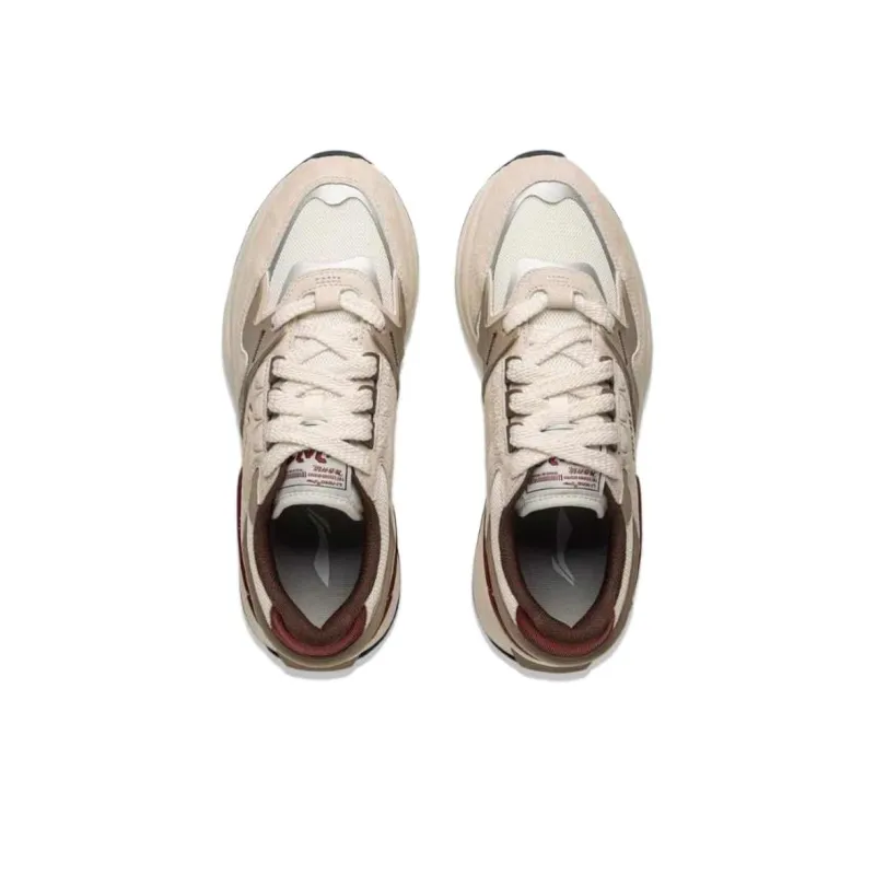 LiNing 001 Innocence V2 Anti-Slip And Wear-Resistant Height Increasing Rebound Low-Top Casual Shoes Men's Beige Red-2