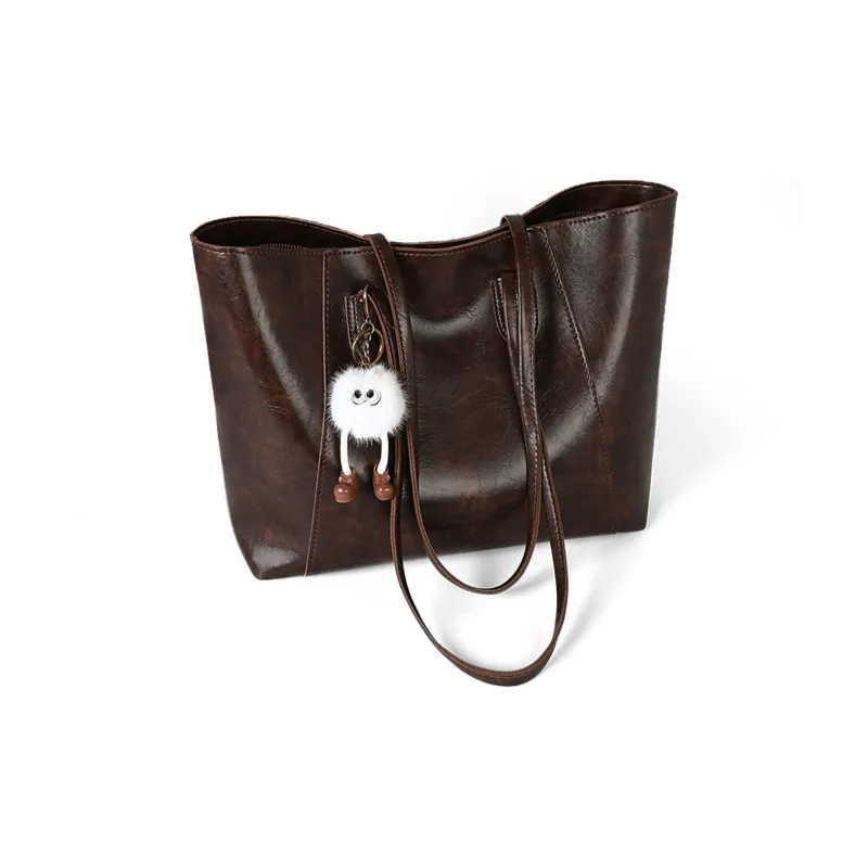 COMELY Synthetic Leather Tote Bag, Shopping Bag, Shoulder Bag Regular Women's Coffee-2