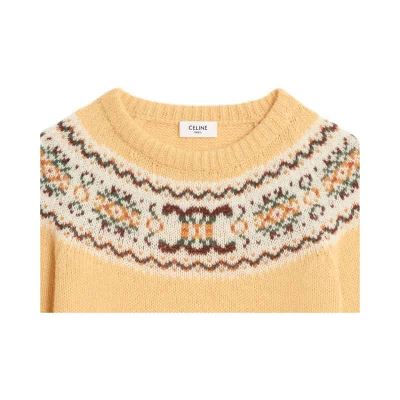 CELINE Crew Neck Sweater In Triomphe Fair Isle Wool-2