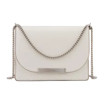 CALVIN KLEIN Cow Leather Small Square Bag Shoulder Bag Medium Size Women's Beige Apricot