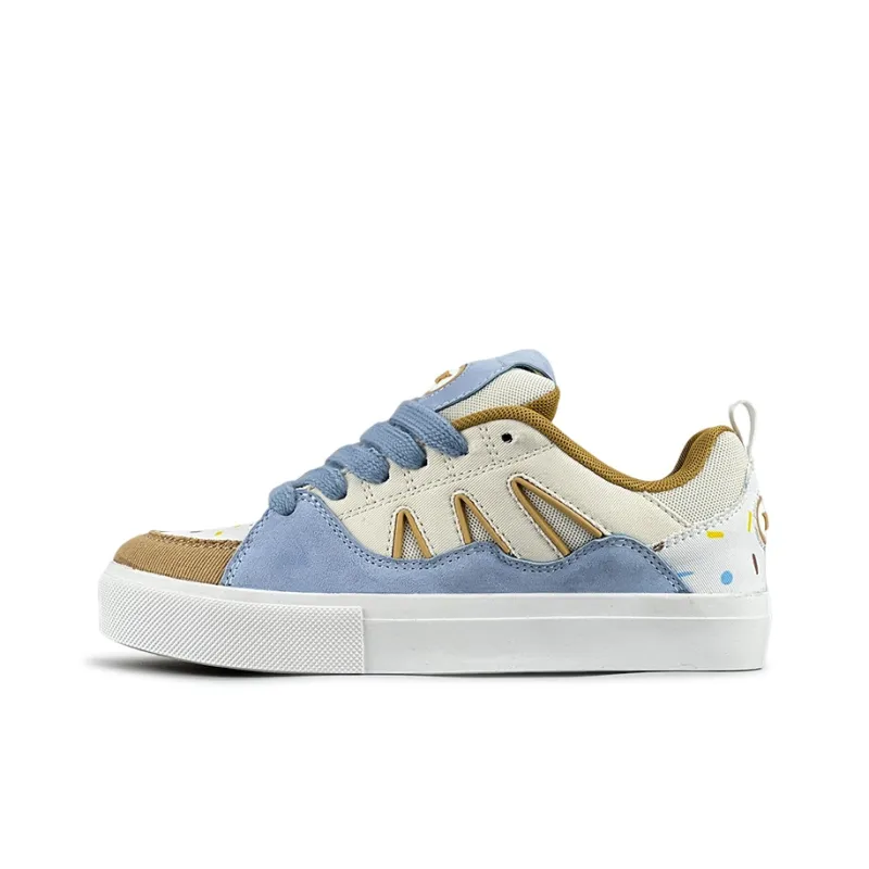 VFDF Ice Cream Ice Cream Anti Slip Wear Resistant Low Top Skateboard Shoes Unisex Beige Blue-0