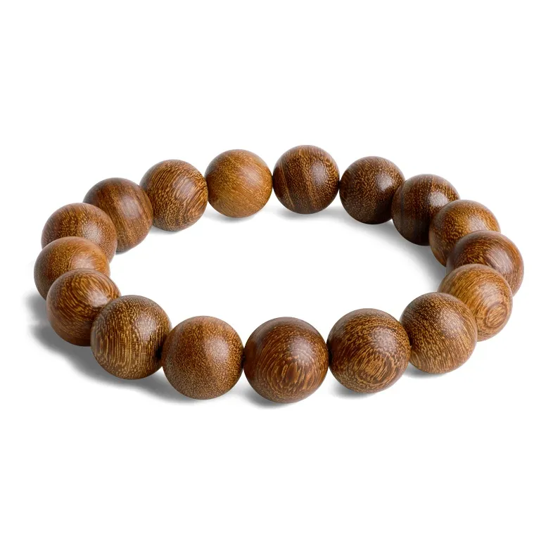 MUSHENGYUAN Golden Sandalwood Beaded Bracelet Unisex-0