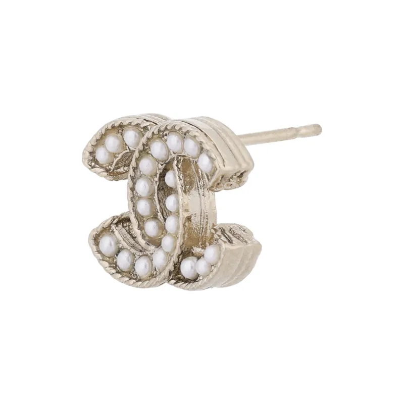 CHANEL CC Stud Earrings Women's-2