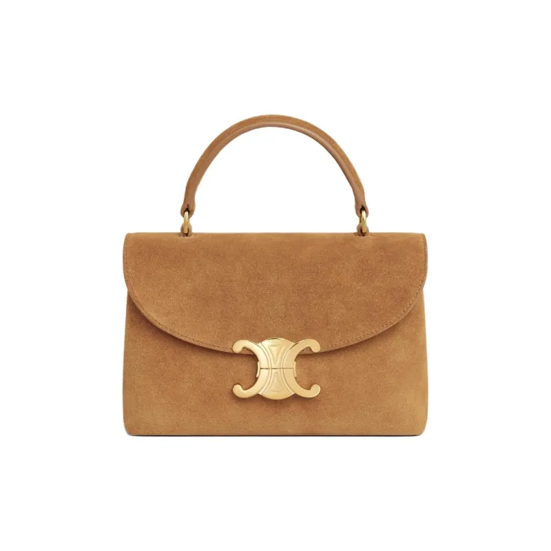 CELINE Suede Calfskin Shoulder Bag, Crossbody Bag, Handbag Women's Brown-0