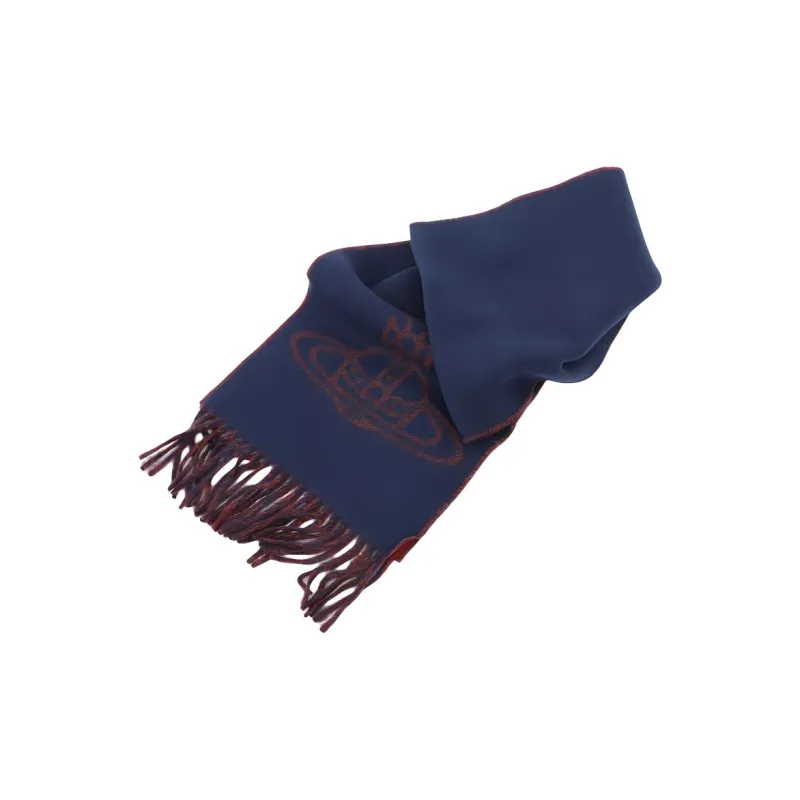 Vivienne Westwood Wool Knit Scarves Unisex Marine Blue-2