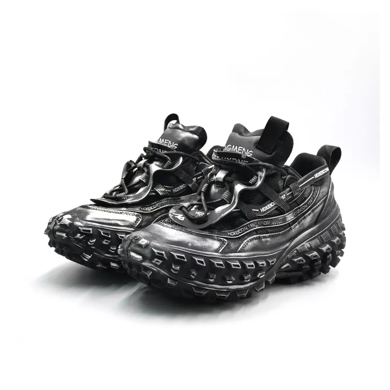 Hong Kong Meng Chunky Sneakers Unisex Low Top Black-3