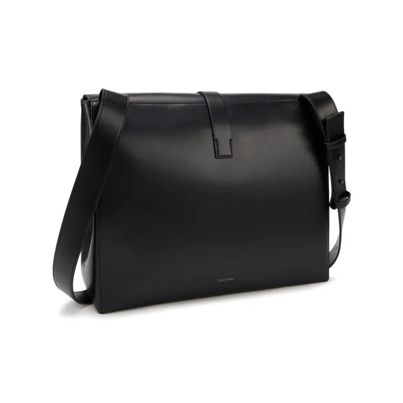 CALVIN KLEIN Cow Leather Crossbody Bag Medium Size Men's Space Black-2