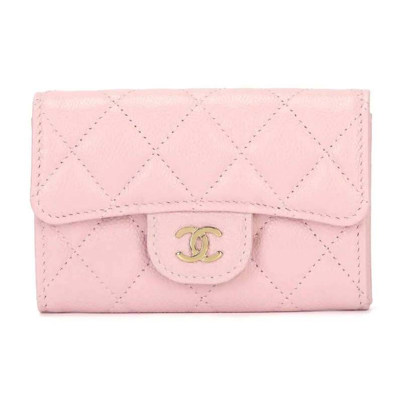 CHANEL Calfskin Card Holder Women's Cherry Blossom Pink-0