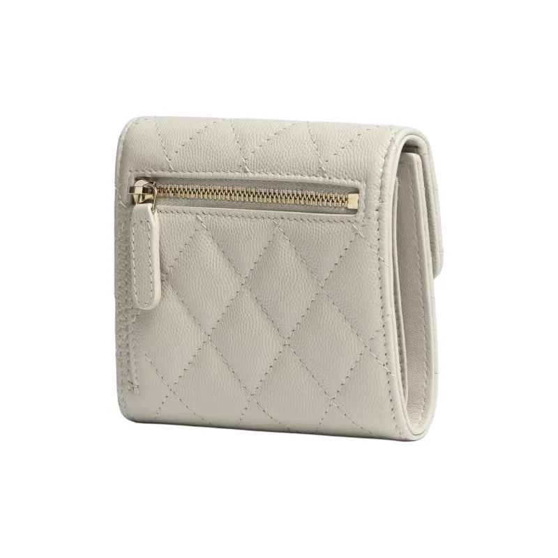 CHANEL Cow Leather Wallet Trumpets Women's Gray-1