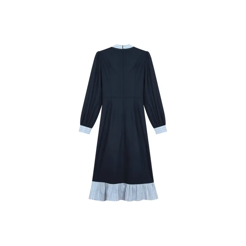 ANNIBUHUO Long Sleeved Dresses Women's Navy Blue-1