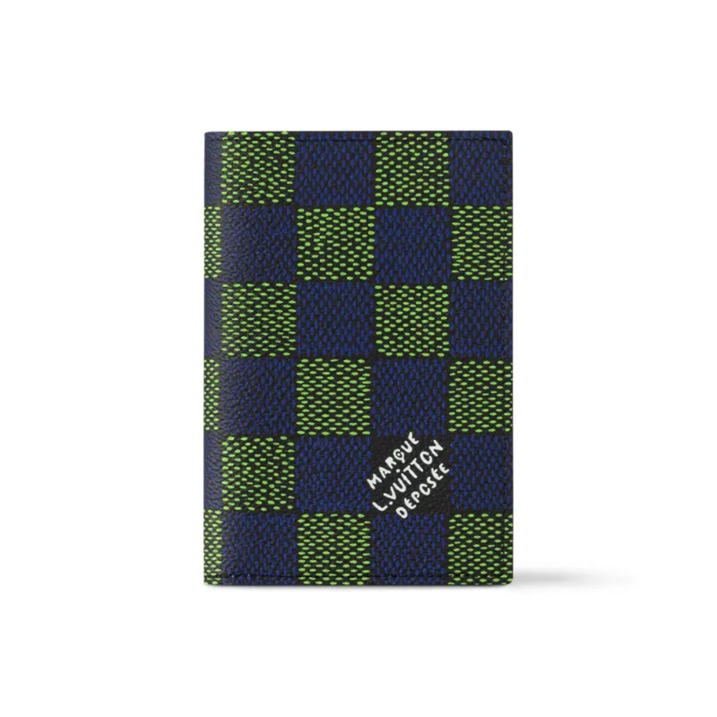 LOUIS VUITTON Passport Cover Damier Heritage Blue/Green-0