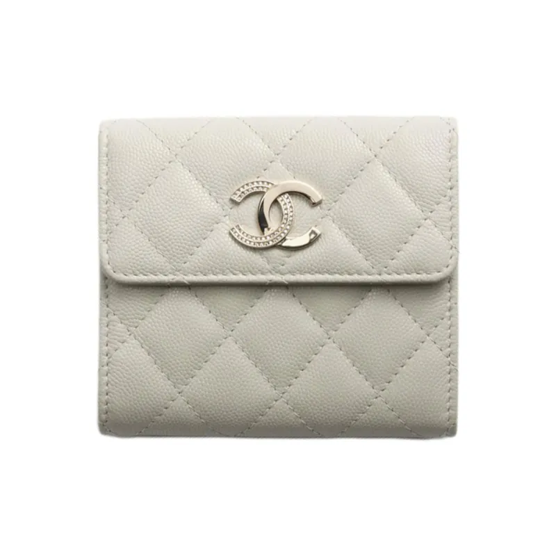 CHANEL Cow Leather Wallet Trumpets Women's Gray-0