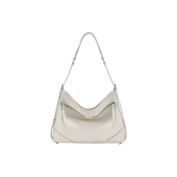 COCCINELLE Cow Leather Biker Bag Portable Crossbody Bag Shoulder Bag Large Size Unisex Coconut Milk White