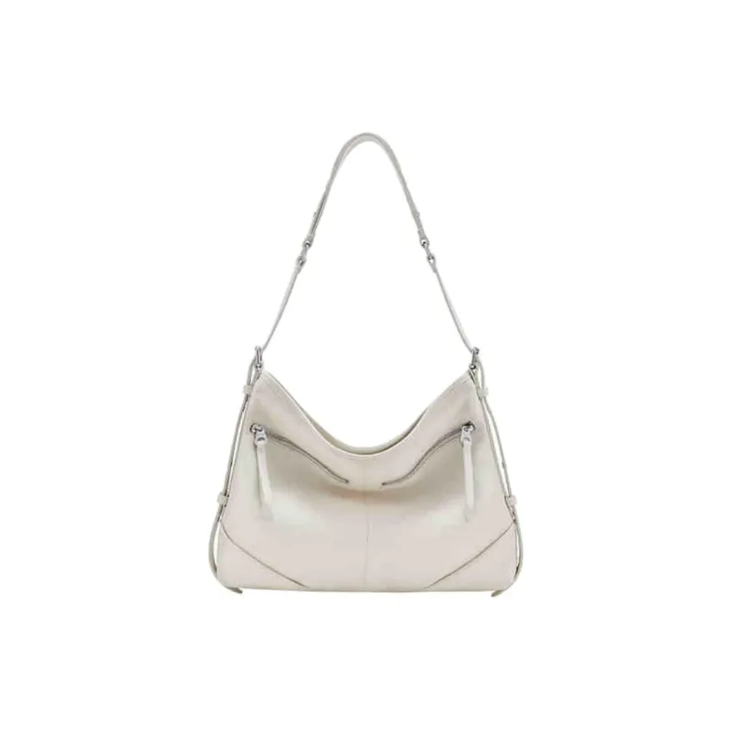 COCCINELLE Cow Leather Biker Bag Portable Crossbody Bag Shoulder Bag Large Size Unisex Coconut Milk White-0
