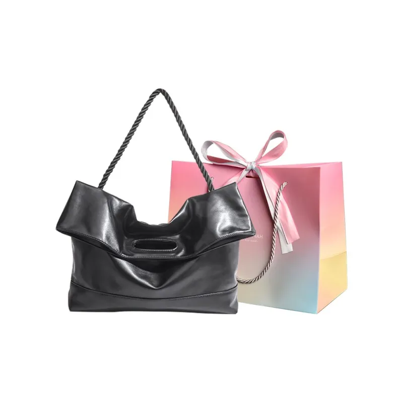 Aini Rabbit Polyester Pu Tote Shoulder Bag, Crossbody Bag Unisex Black/Leather Black/Leather Brown-0